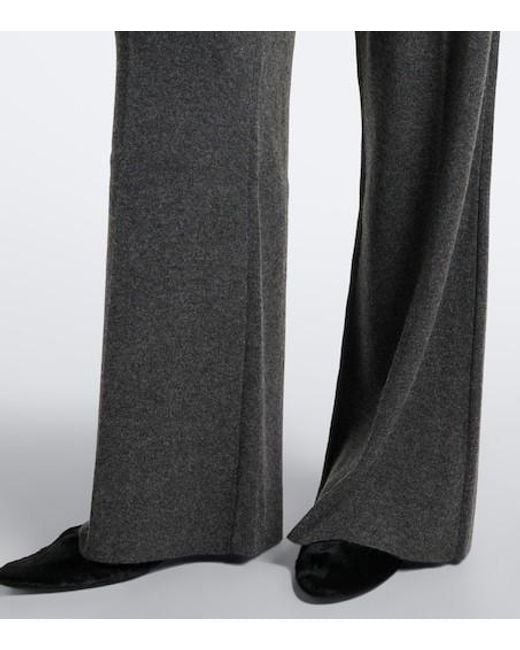 Victoria Beckham Gray Wool And Cashmere Wide-Leg Pants
