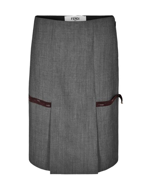 Fendi Gray Midi Skirt