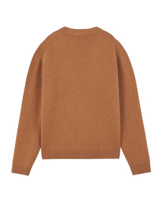 Maison Kitsuné Brown Maison Kitsuné Fox Head Intarsia-Knit Cardigan for men