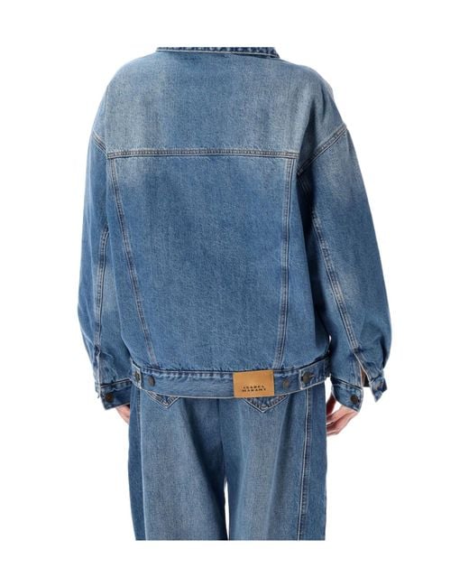 Isabel Marant Blue Pimia Sherpa-Collar Denim Jacket