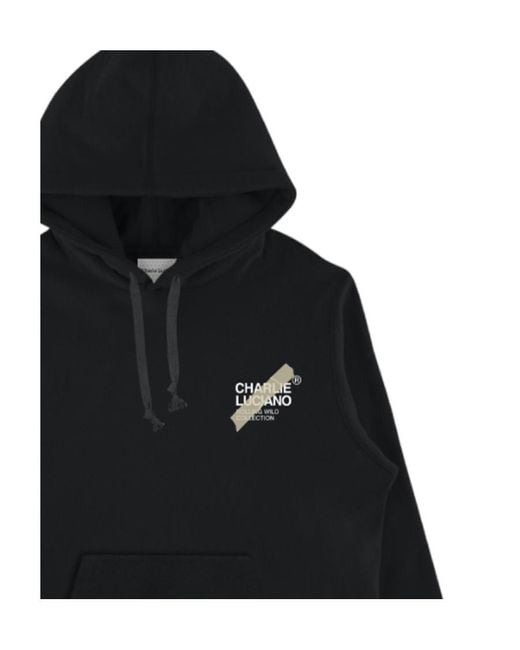 CHARLIE LUCIANO Black Hooded Hoodie for men