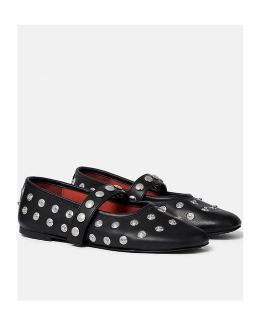 Stella McCartney Black Embellished Round Toe Ballerinas