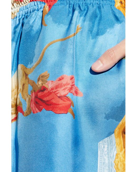 Versace Blue Pattern-Printed Elasticated Waistband Shorts for men