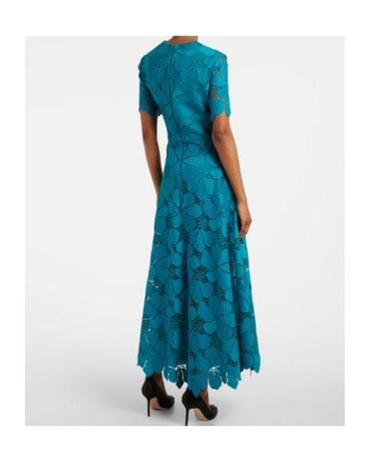 Elie Saab Blue Deep V-Neck Dress