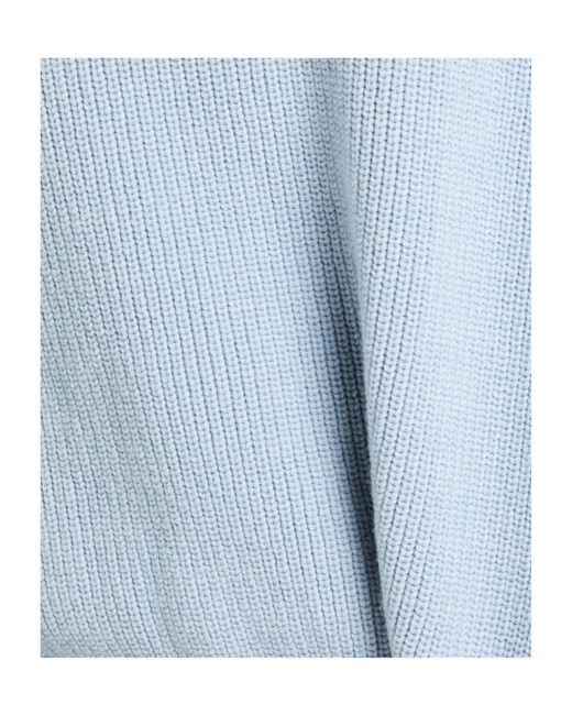 Rick Owens Blue Medium-Thick High-Neck Wool Sweater