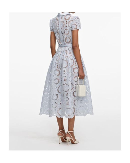 Self-Portrait White Floral Lace Midi Dress