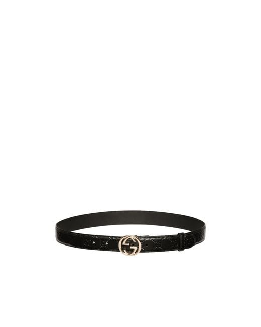 Gucci Black Interlocking G Buckle Belt