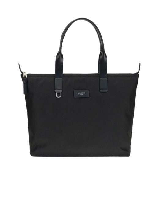 Dolce & Gabbana Black Logo-Plaque Tote Bag for men