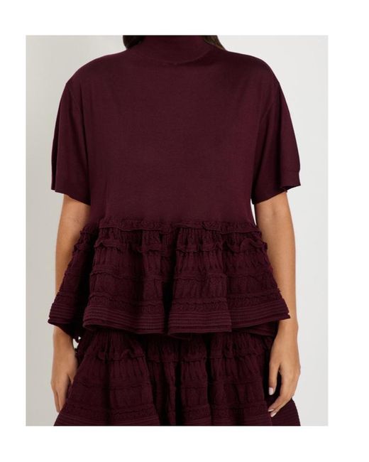 Alaïa Red Peplum Wool Top