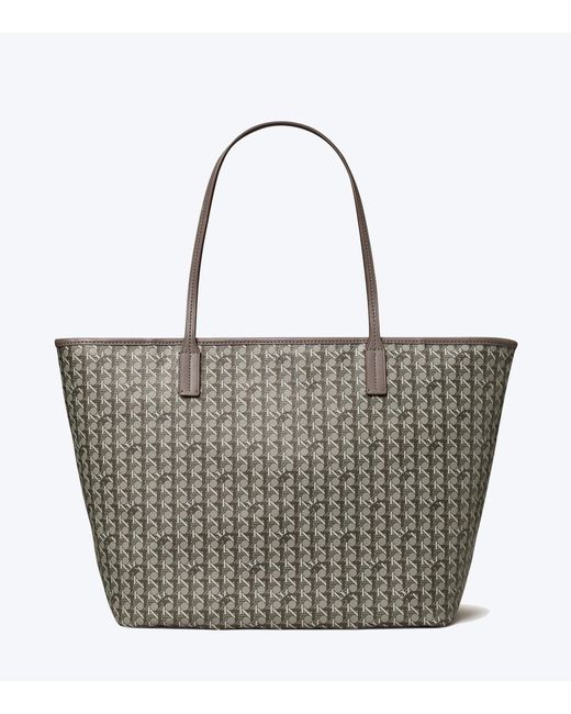 Tory Burch Gray Basketweave Canvas Bag