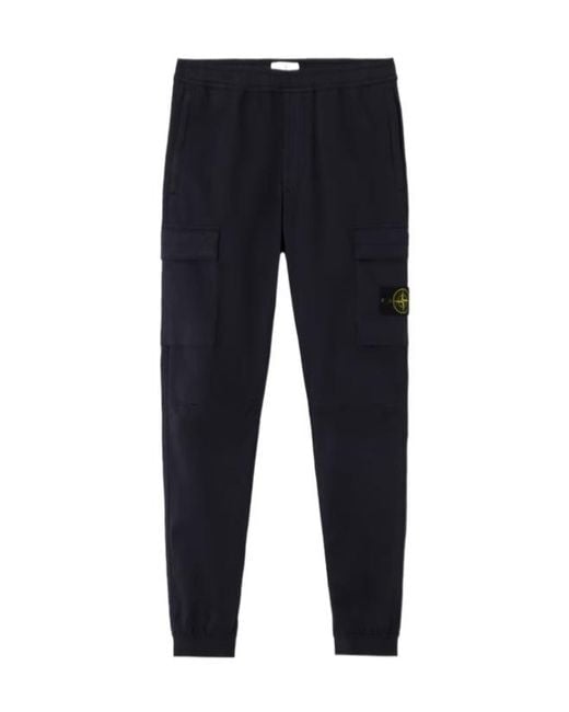 Stone Island Blue Compass Patch Cargo Trousers for men