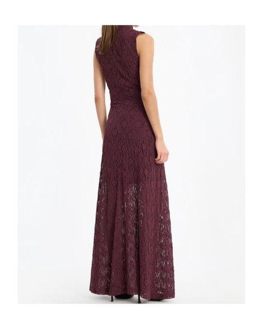 ROTATE BIRGER CHRISTENSEN Purple Lace Flared Maxi Dress