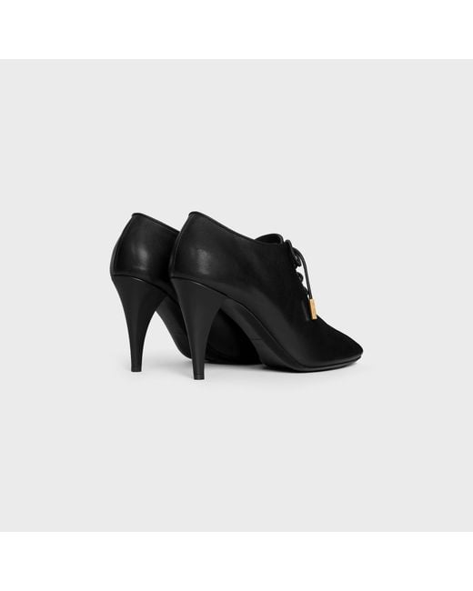 Céline Black Soft Oxford Lace-Up Heeled Ballerina