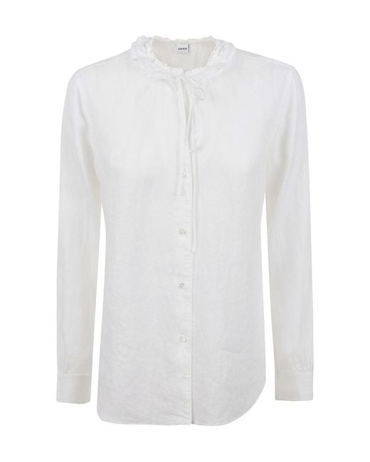 Aspesi White Ruffled Collar Shirt