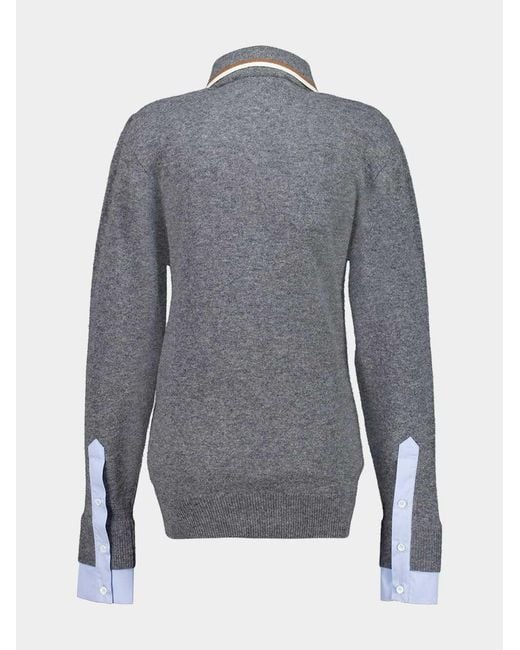 Stella McCartney Gray Logo Patch Polo Jumper
