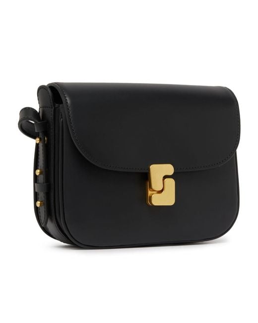 Soeur Black Flap Shoulder Bag