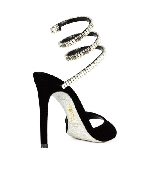 Rene Caovilla Black René Caovilla Spark Velvet Sandals
