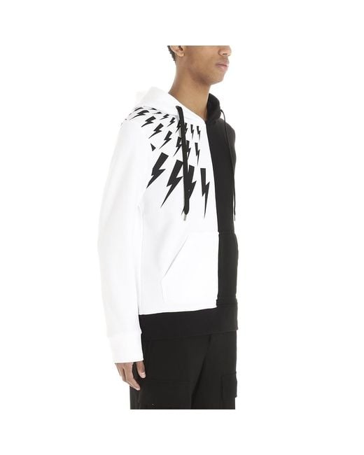 Neil Barrett Black Hooded Matching Color Sweater for men