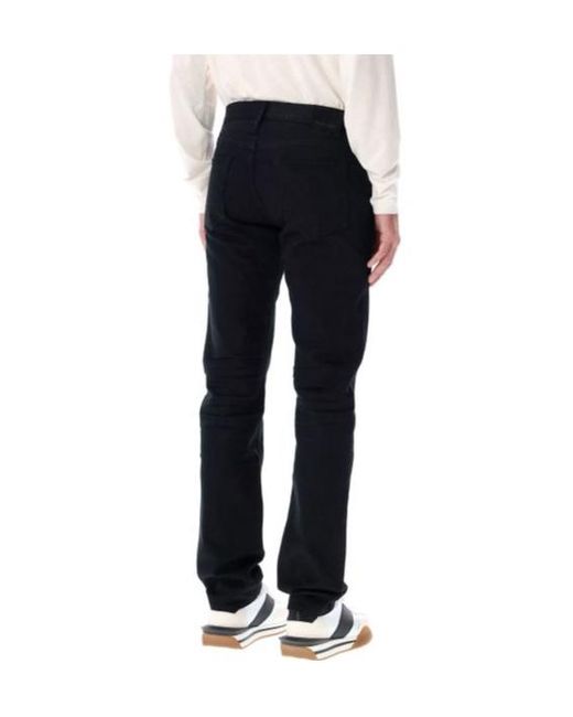 Tom Ford Black Mid-Rise Tapered-Leg Jeans for men