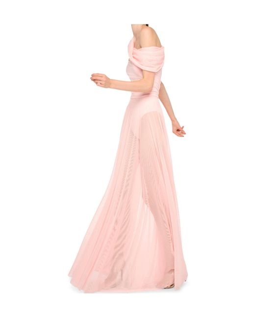 Norma Kamali Pink Cowl-Neck Maxi Dress