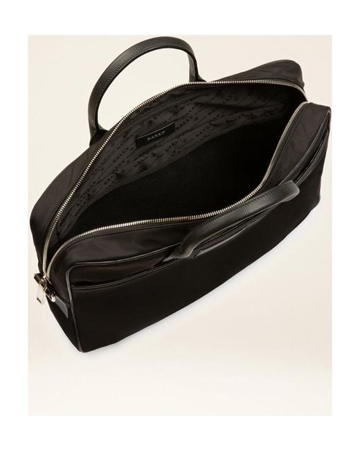 Bally Black Faldy Logo Patch Briefcase Bag for men