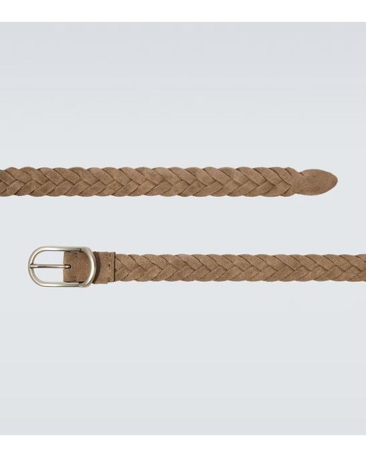 Brunello Cucinelli White Braided Suede Belt for men
