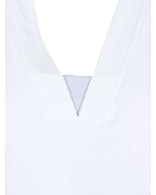 Eleventy White Sleeveless V-Neck Top