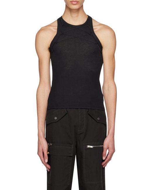 Dion Lee Black Lock Cotton Tank Top for men