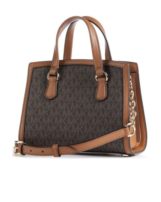 MICHAEL Michael Kors Brown Michael Kors Logo Plaque Chain-Linked Tote Bag