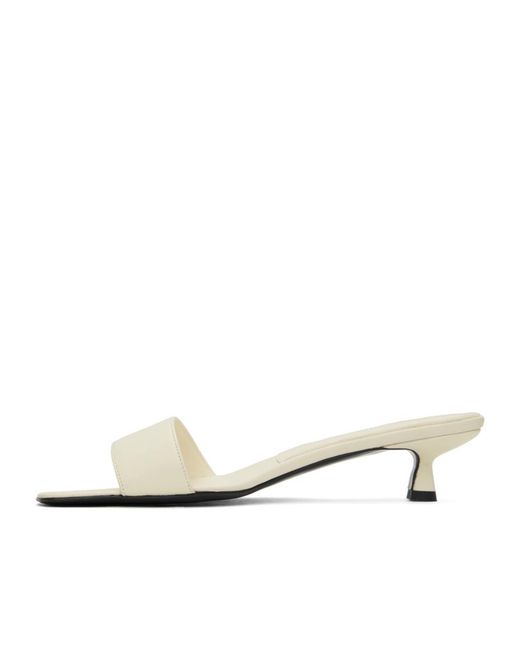 Loulou de Saison Natural Cream Square-Toe Kitten-Heel Mule