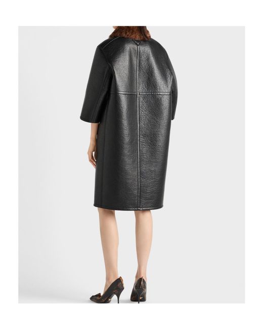 Prada Black Bonded Leather Coat