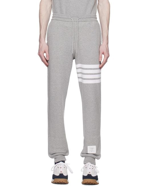 Thom Browne Gray 4-Bar Stripe Sweatpants for men