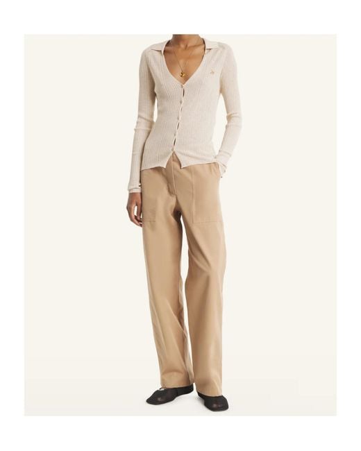 Maison Kitsuné White Maison Kitsuné Button-Up Ribbed Cardigan