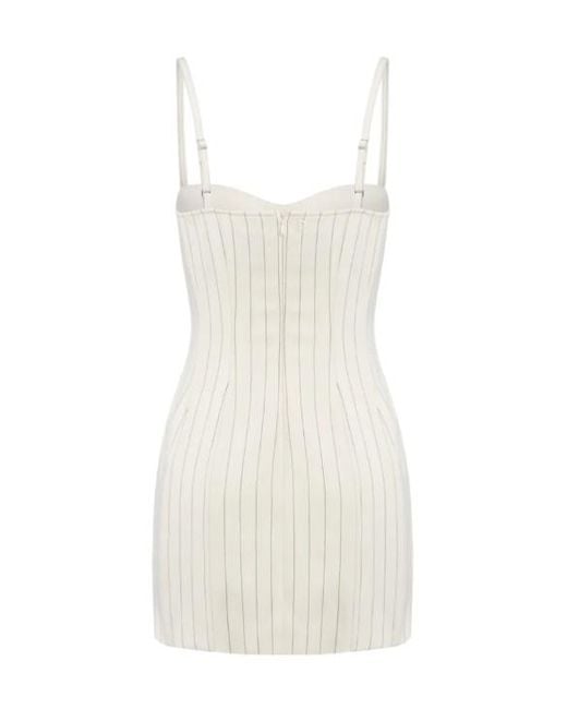 Dondup White Pinstriped Dress