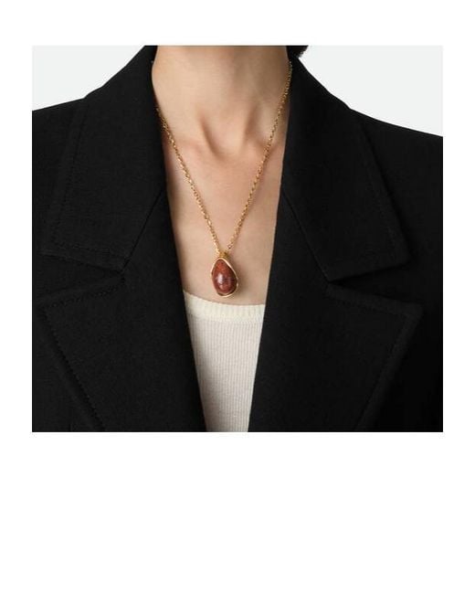 Bottega Veneta White Drop Marble Pendant Necklace