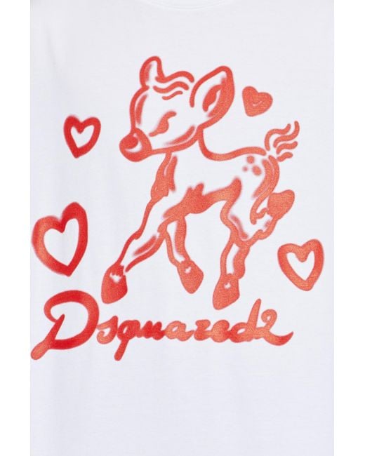 DSquared² White Graphic Printed Crewneck T-Shirt for men