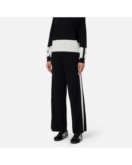 Elisabetta Franchi Black Shiny Bands Trousers
