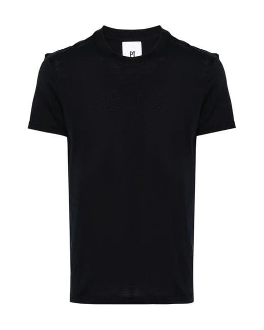 PT01 Black Crew Neck T-Shirt for men