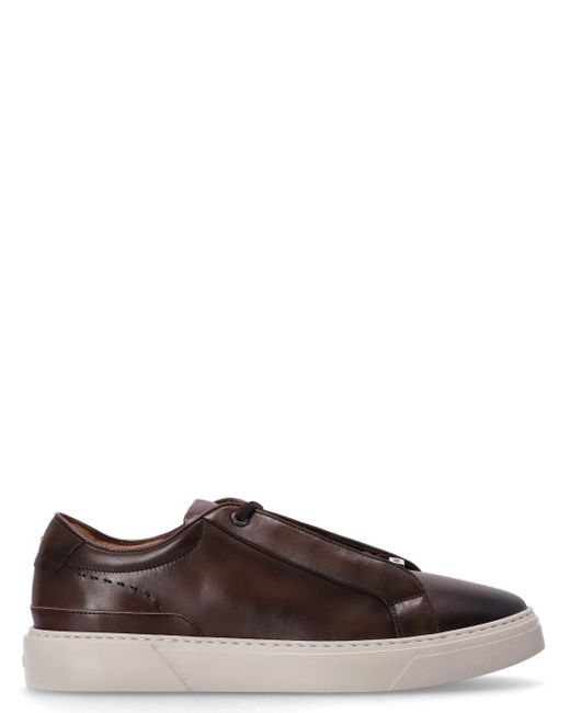 Boss Brown Lace-Up Low-Top Sneakers for men