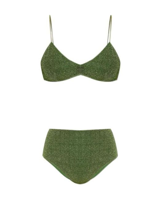 Oseree Green Metallic Effect Bikini Set