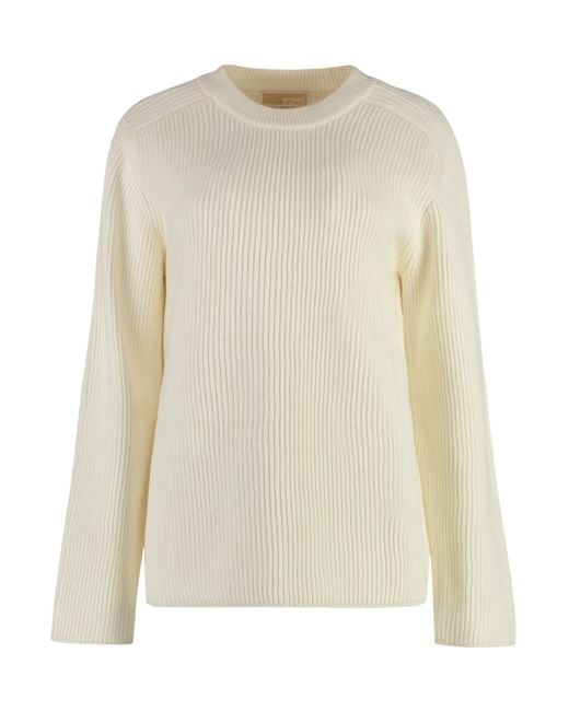MICHAEL Michael Kors White Ribbed Crew Neck Jumper