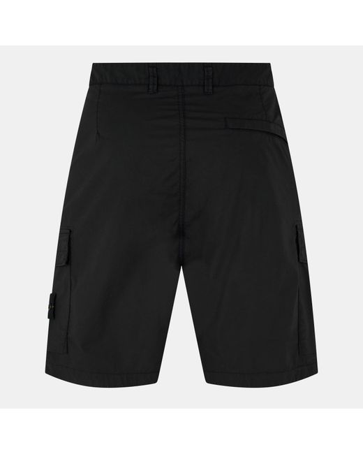 Stone Island Black Tela Cargo Shorts for men