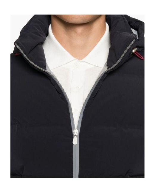 Brunello Cucinelli Blue Hooded Quilted Jacket for men