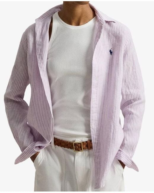 Ralph Lauren Pink Polo Striped Button-Up Shirt