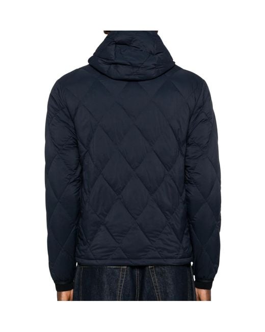 Burberry Blue Quilted Hooded Jacket for men