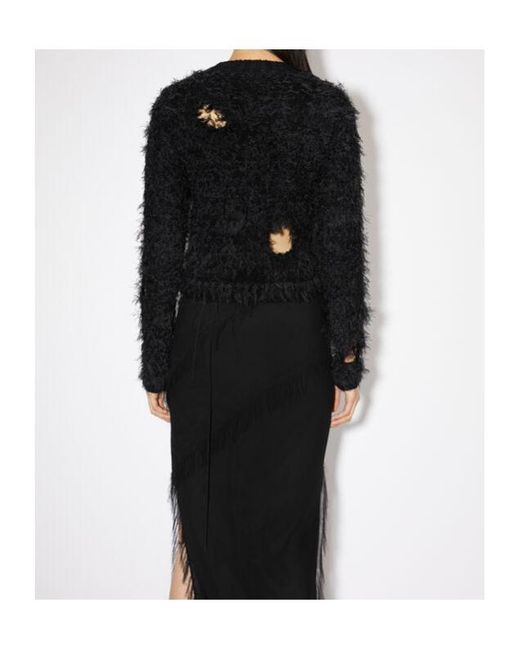 Acne Black Cut-Out Detailed Crewneck Jumper
