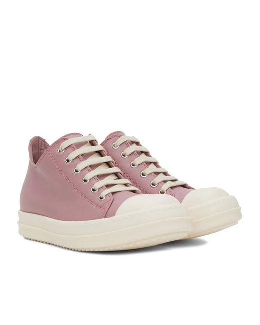 Rick Owens Pink Lido Round-Toe Lace-Up Sneakers for men
