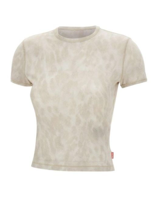 DIESEL White Animal-Print Stretch Jersey T-Shirt