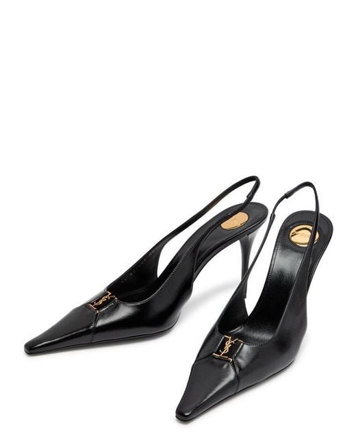 Saint Laurent Black Babylone 90 Leather Slingback Pumps