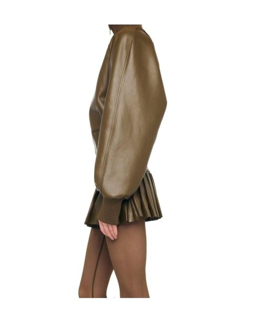 Norma Kamali Brown Pleated Pickleball Skirt